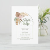 Save The Date Elégant Boho Tropical Dried Flowers Arch QR Code (Debout devant)