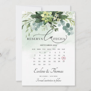 Save The Date Elégant Boho verdure succulents reserva la fecha