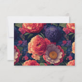 Save The Date Élégant boho vintage orange rouge violet fleuri (Dos)