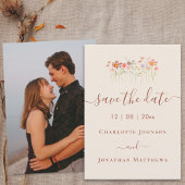 Save The Date Elegant Boho Wildflower Meadow Photo Wedding