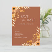 Save The Date Elegant Boho Winter Floral Hand-Drawn Wedding (Debout devant)