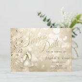 Save The Date Elegant Bokeh,Confetti Wine Glasses Wedding (Debout devant)