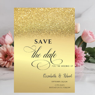 Save The Date Élégant Bokeh Mariage Or Paillettes Enregistrer La
