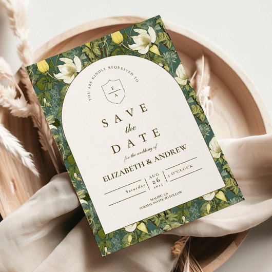 Save The Date Elegant Botanical Arch Garden Wedding
