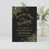 Élégant boucles d'or Filigree sur Mariage noir