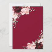 Save The Date Élégant Burgundy Blush Floral Circle Gold Mariage (Dos)
