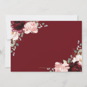 Save The Date Élégant Burgundy Blush Rose Floral Rose Mariage (Dos)