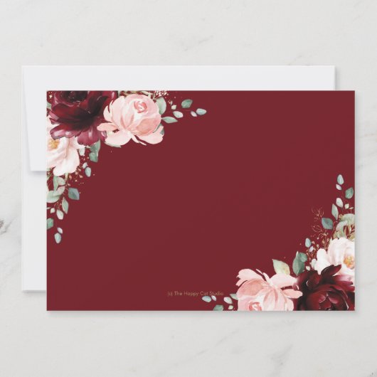 Save The Date Élégant Burgundy Blush Rose Floral Rose Mariage (Dos)