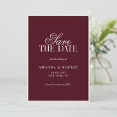Save The Date Elegant Burgundy Old Money Wedding (Debout devant)