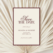 Save The Date Elegant Burgundy Old Money Wedding