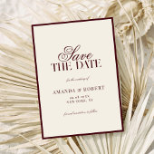 Save The Date Elegant Burgundy Old Money Wedding
