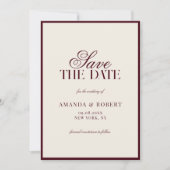 Save The Date Elegant Burgundy Old Money Wedding (Devant)