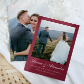 Save The Date Élégant Burgundy Script Deux Mariage photo