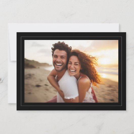 Save The Date Elégant cadre blanc Monogramme Mariage photo class (Dos)