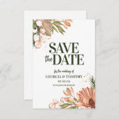 Save The Date Elégant cadre de fleurs Boho (Devant / Derrière)