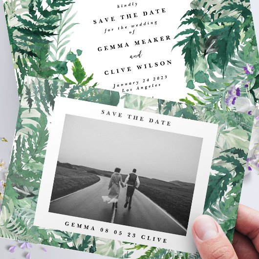 Save The Date Elégant cadre feuilleté Mariage photo
