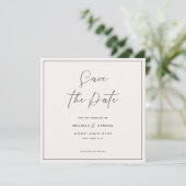 Save The Date Élégant cadre noir manuscrit Mariage de script (Debout devant)