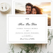 Save The Date Élégant cadre noir Monogramme Mariage photo classi
