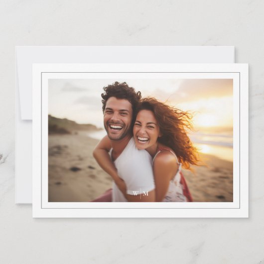 Save The Date Élégant cadre noir Monogramme Mariage photo classi (Dos)