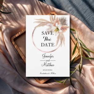 Save The Date Elégant cadre Or Pampas Grass 5x7"