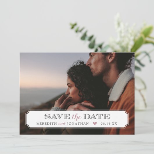 Save The Date Elégant cadre photo superposition Enregistrer la d (Debout devant)