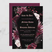 Save The Date Elégant café floral gothique (Devant / Derrière)