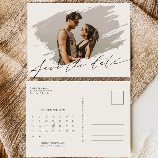 Save The Date Élégant calendrier de calligraphie script photo ma