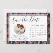 Save The Date Élégant calendrier de mariage de plage à feuilles  (Devant)