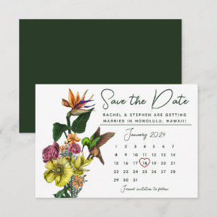 Save The Date Élégant calendrier floral tropical Enregistrer la