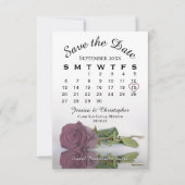 Save The Date Élégant calendrier Mariage de Rose Rose Rose Mauve (Devant)