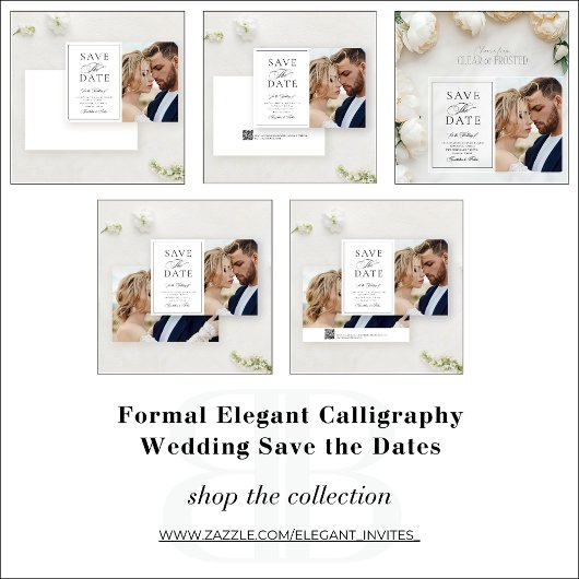 Save The Date Élégant Calligraphie Photo QR Code Mariage