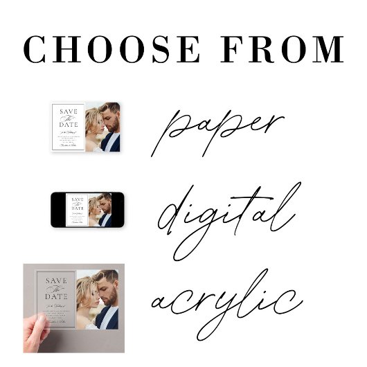 Save The Date Élégant Calligraphie Photo QR Code Mariage
