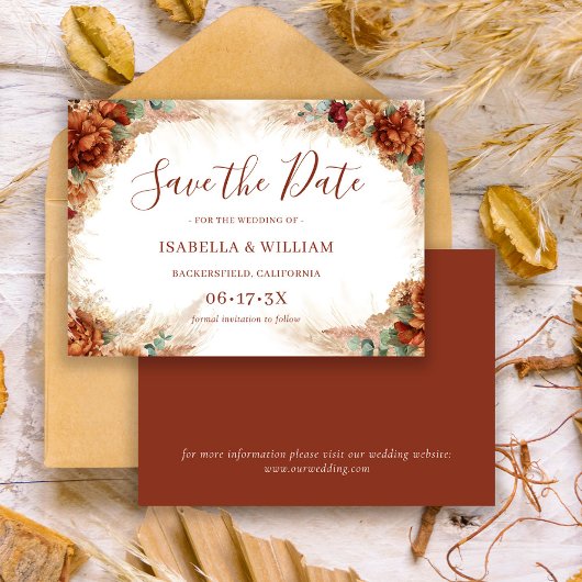 Save The Date Elegant Calligraphy Romantic Floral Boho Wedding