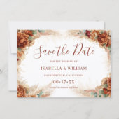 Save The Date Elegant Calligraphy Romantic Floral Boho Wedding (Devant)