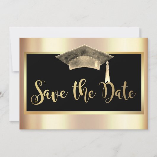 Save The Date Élégant Casquette Gold Grad Tassel Enregistrer La (Devant)