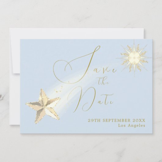 Save The Date Élégant Céleste Étoiles Lune Mariage (Devant)