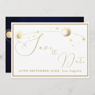 Save The Date Élégant Céleste Étoiles Lune Mariage