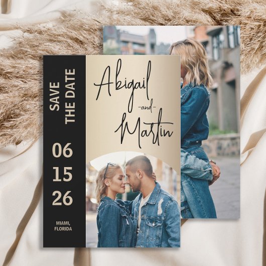 Save The Date Elégant Champagne Black 2 Mariage photo