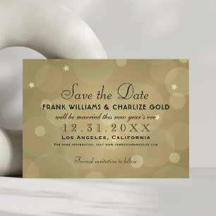 Save The Date Élégant Champagne Doré Bulles Étoiles Mariage