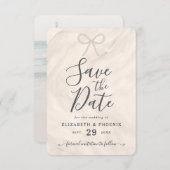 Save The Date Elegant Champagne Pearl Bow Custom Photo Wedding (Devant / Derrière)