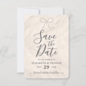 Save The Date Elegant Champagne Pearl Bow Custom Photo Wedding (Devant)