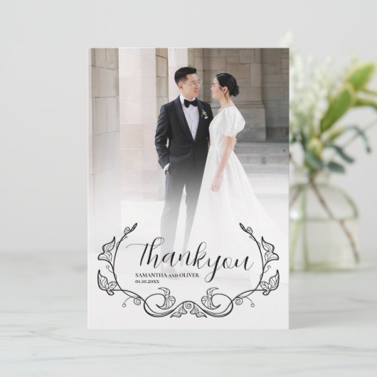 Save The Date Elegant Charming Simple Photo Thank You Card (Debout devant)