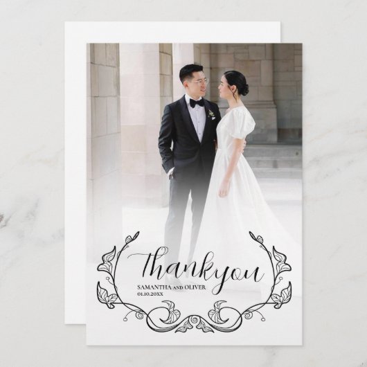 Save The Date Elegant Charming Simple Photo Thank You Card (Devant / Derrière)
