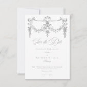 Save The Date Élégant Chérubin de Style Chinois Gris Clair pour  (Devant)