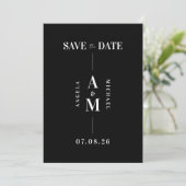 Save The Date Elégant Chic Black and White Wedding Enregistrer l (Debout devant)