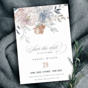 Save The Date Elégant Chic Blush Aquarelle Floral Mariage
