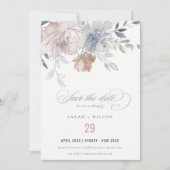 Save The Date Elégant Chic Blush Aquarelle Floral Mariage (Devant)