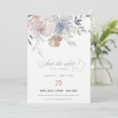 Save The Date Elégant Chic Blush Aquarelle Floral Mariage (Debout devant)