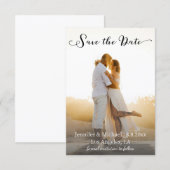 Save The Date élégant chic écriture photo mariage (Devant / Derrière)