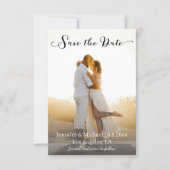 Save The Date élégant chic écriture photo mariage (Devant)